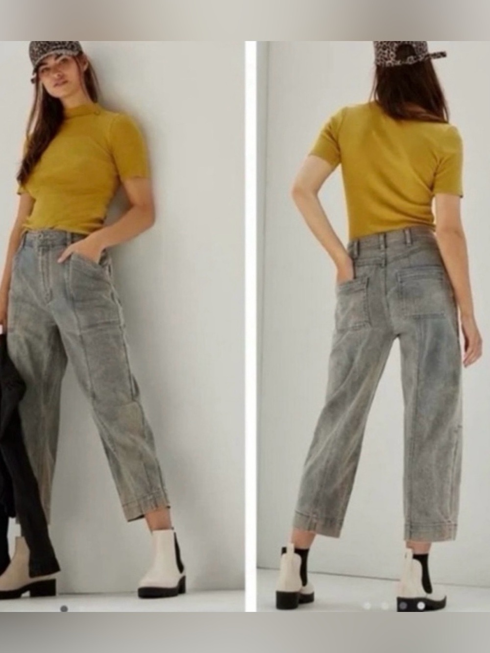 Anthropologie Pilcro High Rise Barrel Gray Sand Rinse Size 27
